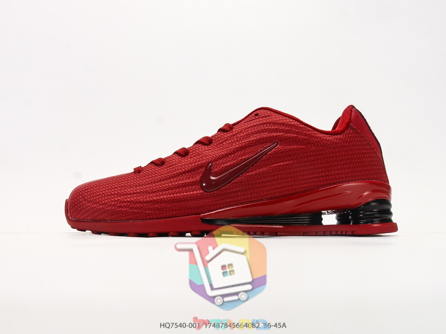 Nike Shox Laufschuhe in Rot mit schwarzen Fersensäulen