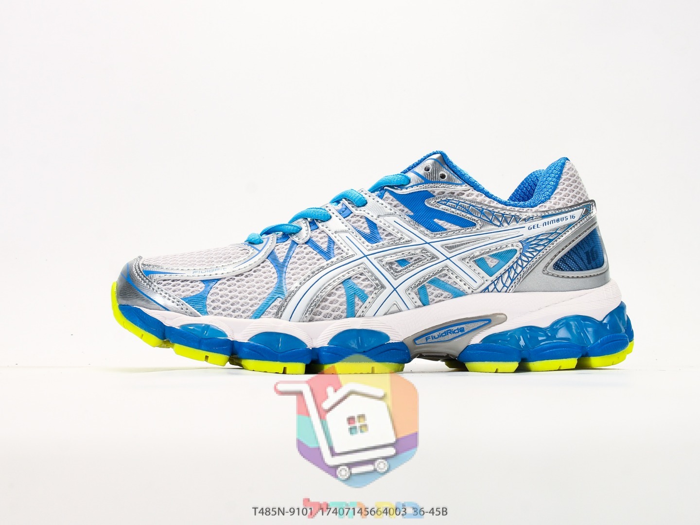 ASICS GEL-Nimbus 16 Laufschuhe in Weiß und Blau