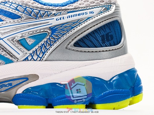 ASICS GEL-Nimbus 16 Laufschuhe in Weiß und Blau 2
