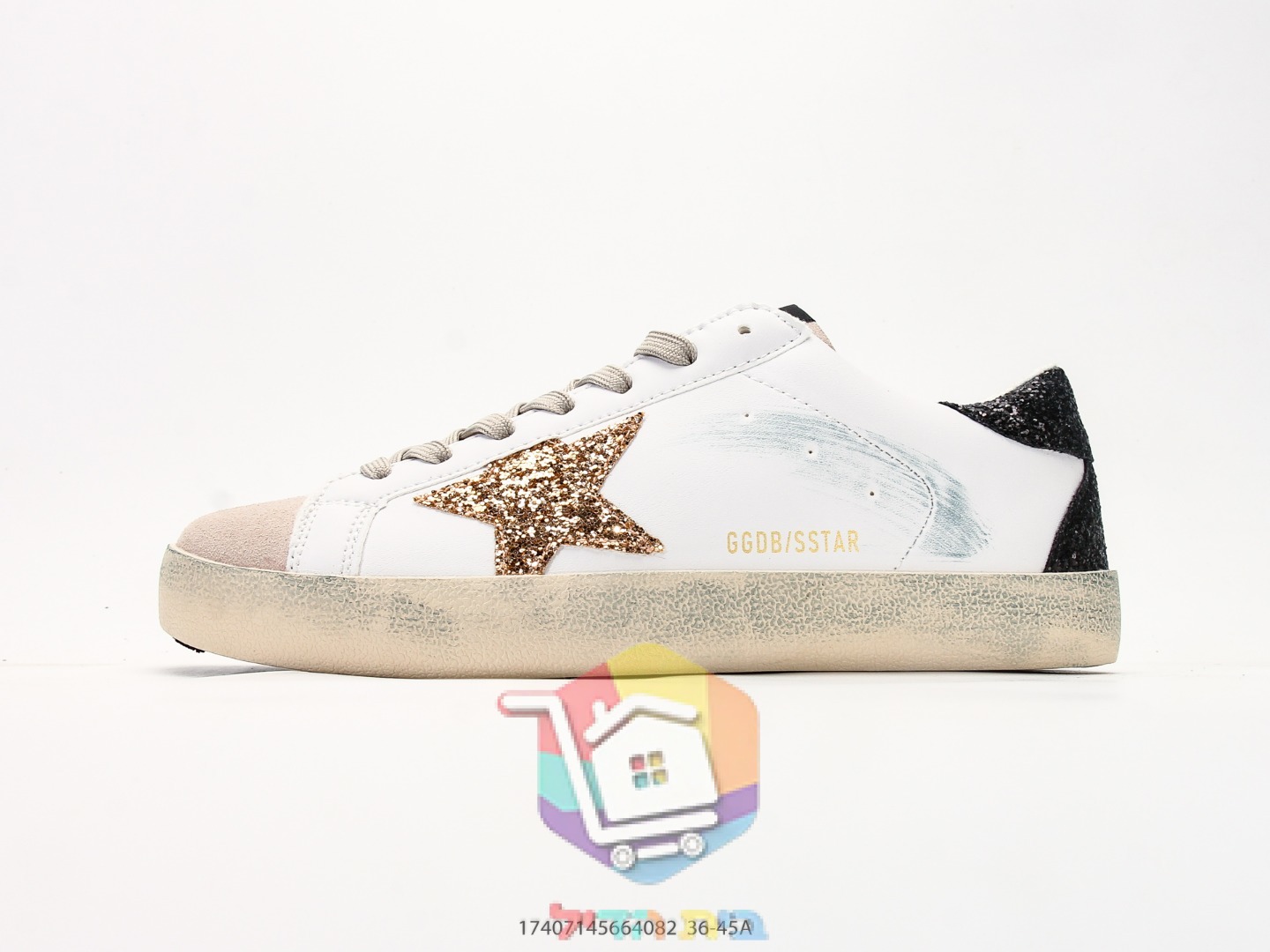 Golden Goose Super-Star Sneaker mit goldenem Glitzerstern