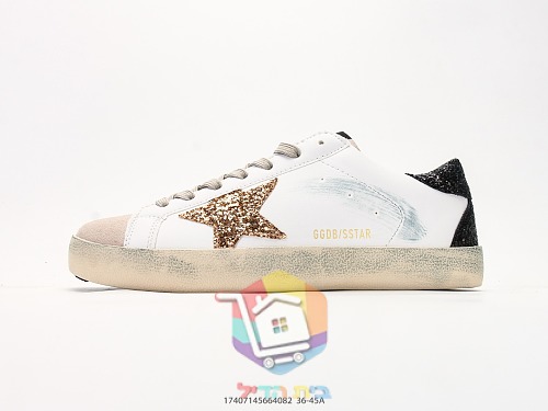 Golden Goose Super-Star Sneaker mit goldenem Glitzerstern 8