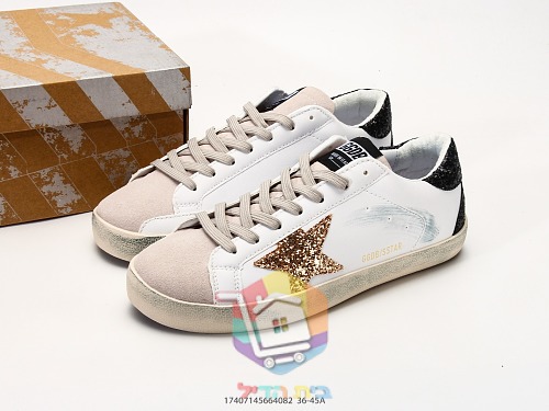 Golden Goose Super-Star Sneaker mit goldenem Glitzerstern 18