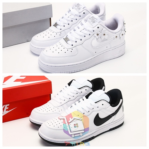Nike Dunk Low in Schwarz und Weiß sowie Air Force 1 mit Blumen 21