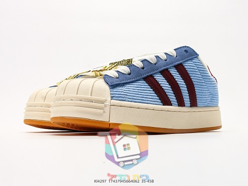 Sneaker adidas Superstar aus Cord in Hellblau und Bordeaux 5