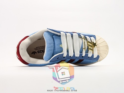 Sneaker adidas Superstar aus Cord in Hellblau und Bordeaux 7