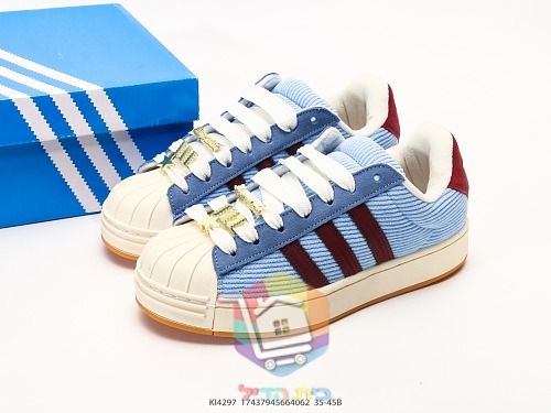 Sneaker adidas Superstar aus Cord in Hellblau und Bordeaux 10