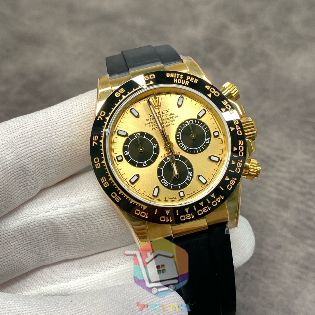 Rolex Daytona Uhr in Goldton mit Kautschukarmband, 40 mm