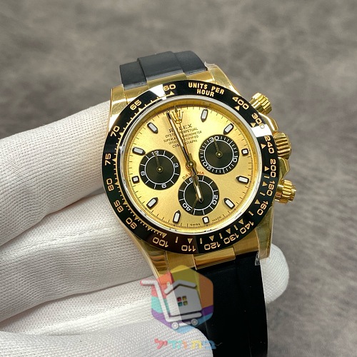Rolex Daytona Uhr in Goldton mit Kautschukarmband, 40 mm 9