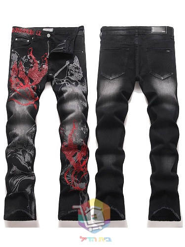 Jeans AMIRI mit Cherub-Print und roter Stickerei 5