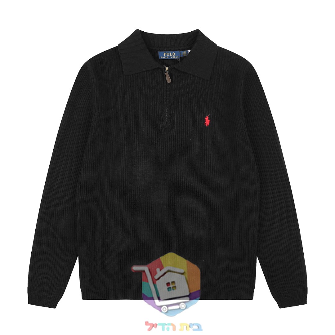 סוודר Polo Ralph Lauren וופל עם צווארון פולו ורוכסן, שישה גוונים