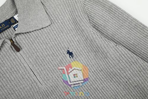 סוודר Polo Ralph Lauren וופל עם צווארון פולו ורוכסן, שישה גוונים 23
