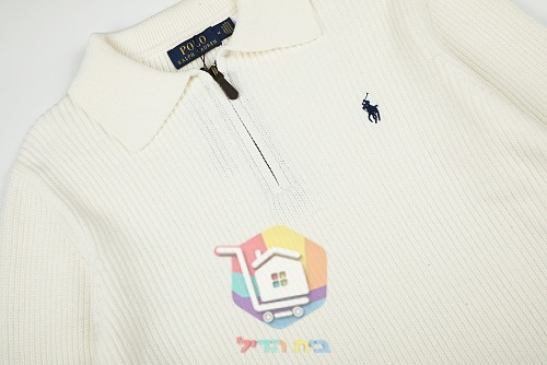 סוודר Polo Ralph Lauren וופל עם צווארון פולו ורוכסן, שישה גוונים 38