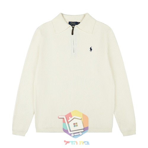 סוודר Polo Ralph Lauren וופל עם צווארון פולו ורוכסן, שישה גוונים 46