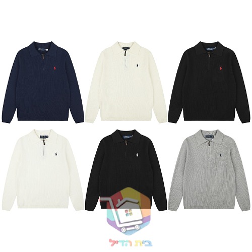 סוודר Polo Ralph Lauren וופל עם צווארון פולו ורוכסן, שישה גוונים 52
