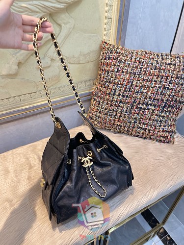 תיק Chanel 25 Small מעור מרופד עם שרוך שרשרת ותליון לוגו, שחור, תמונה 3