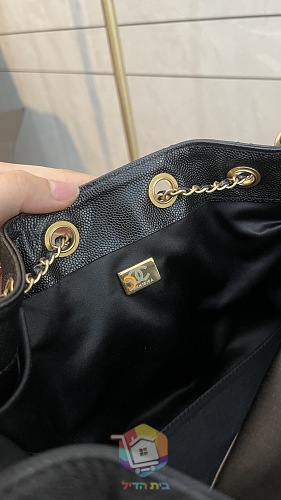 תיק Chanel 25 Small מעור מרופד עם שרוך שרשרת ותליון לוגו, שחור, תמונה 11