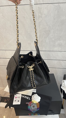 תיק Chanel 25 Small מעור מרופד עם שרוך שרשרת ותליון לוגו, שחור, תמונה 12