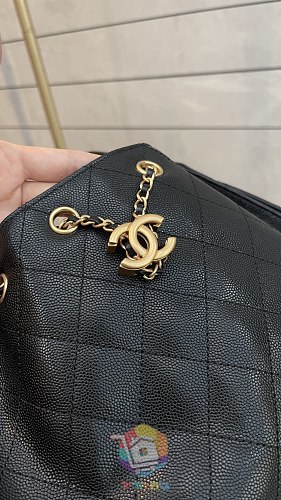 תיק Chanel 25 Small מעור מרופד עם שרוך שרשרת ותליון לוגו, שחור, תמונה 13