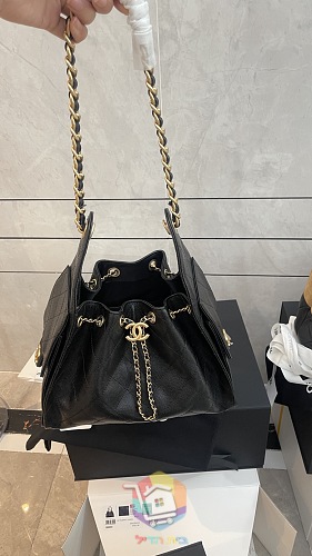 תיק Chanel 25 Small מעור מרופד עם שרוך שרשרת ותליון לוגו, שחור, תמונה 14