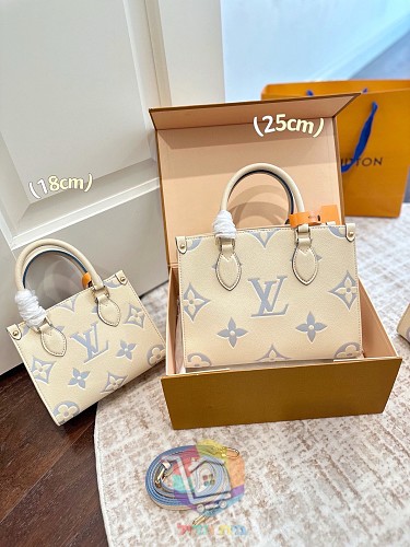 תיק Louis Vuitton OnTheGo מעור מוטבע בשני גוונים, ורוד או שמנת, 18, 25 או 35 ס"מ, תמונה 13