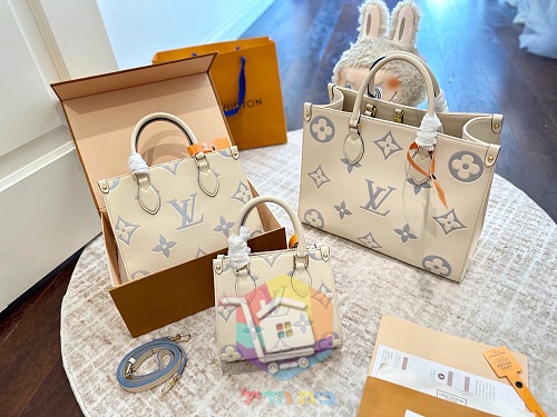 תיק Louis Vuitton OnTheGo מעור מוטבע בשני גוונים, ורוד או שמנת, 18, 25 או 35 ס"מ, תמונה 14