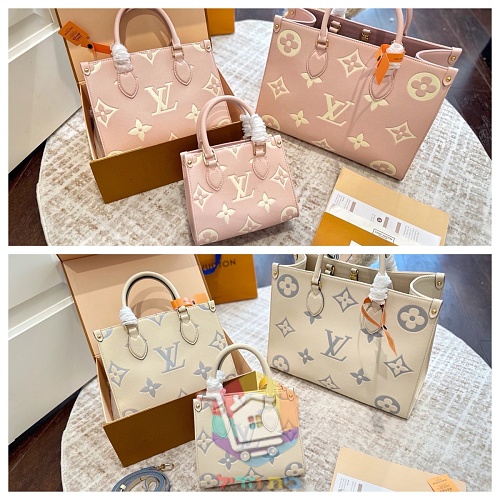 תיק Louis Vuitton OnTheGo מעור מוטבע בשני גוונים, ורוד או שמנת, 18, 25 או 35 ס"מ, תמונה 23