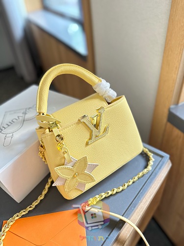 תיק Louis Vuitton Capucines עם תליון פרח ושרשרת, Mini או BB, חמישה צבעים, תמונה 6