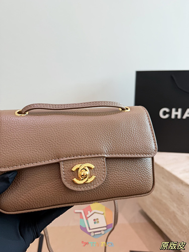 תיק Chanel מעור גרעיני עם דש 6