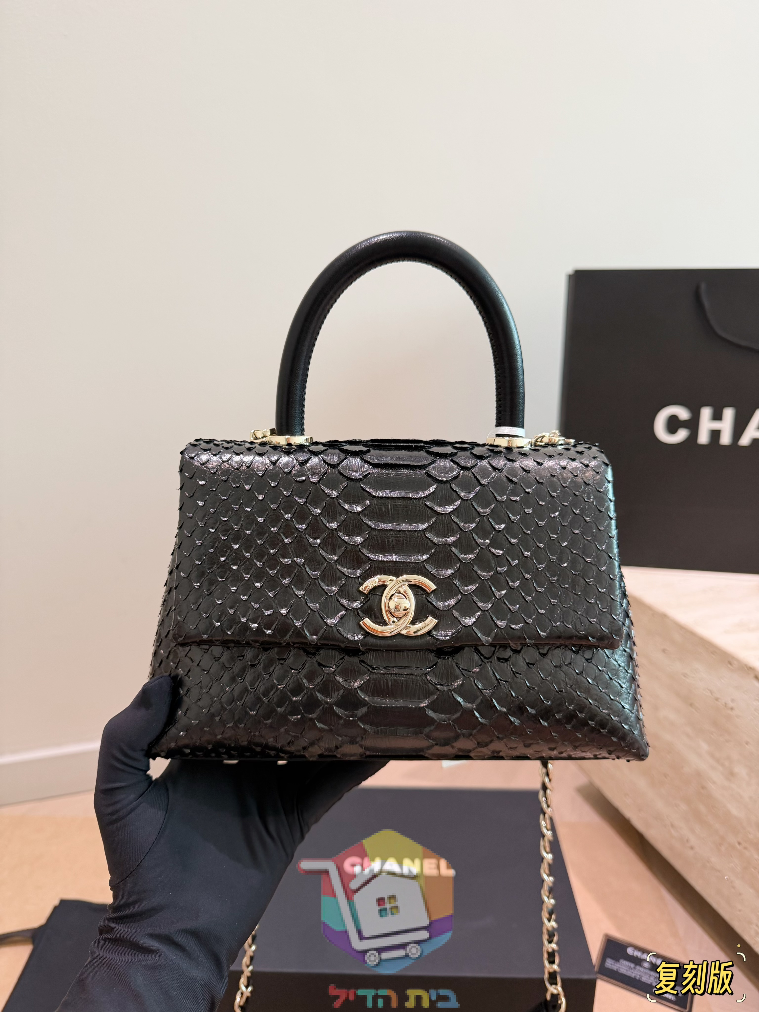 Chanel Coco Handle in Schlangenschuppen-Optik