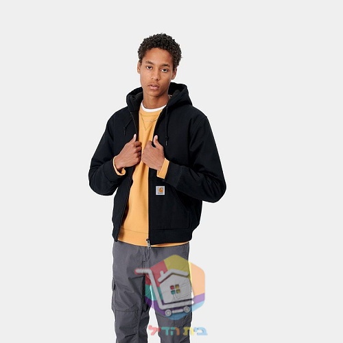 מעיל Carhartt WIP Active Jacket עם ברדס, חום, שחור 1
