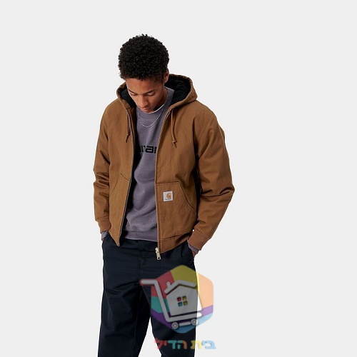 מעיל Carhartt WIP Active Jacket עם ברדס, חום, שחור 2