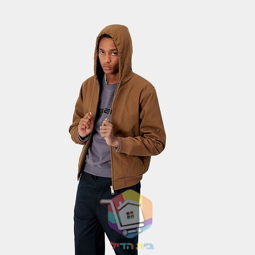 מעיל Carhartt WIP Active Jacket עם ברדס, חום, שחור 13