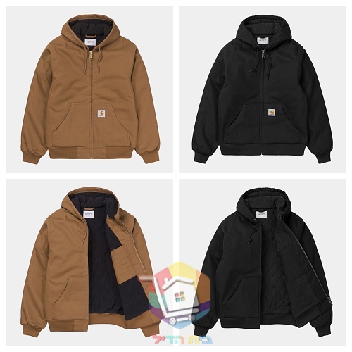 מעיל Carhartt WIP Active Jacket עם ברדס, חום, שחור 16