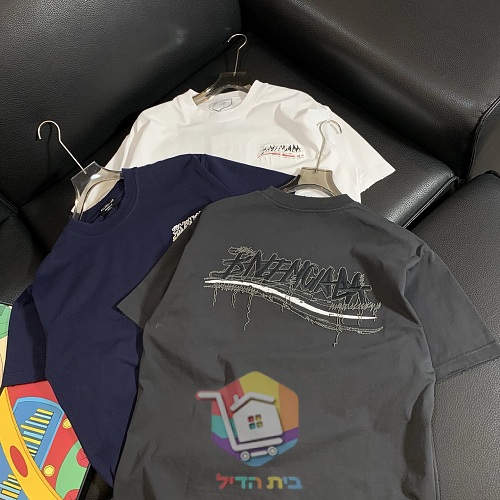 חולצת טי Balenciaga עם לוגו בסגנון גרפיטי, לבן, כחול כהה, אפור 6