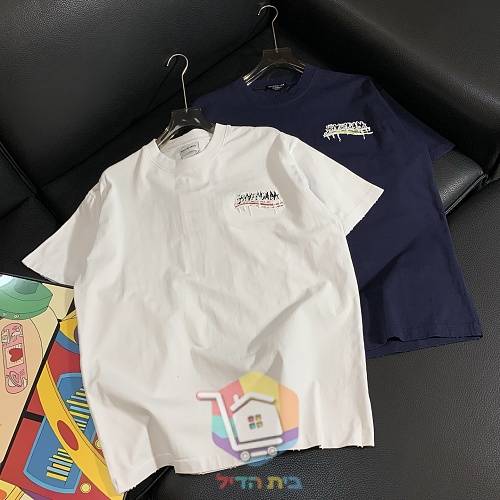 חולצת טי Balenciaga עם לוגו בסגנון גרפיטי, לבן, כחול כהה, אפור 8
