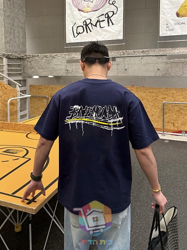חולצת טי Balenciaga עם לוגו בסגנון גרפיטי, לבן, כחול כהה, אפור 12
