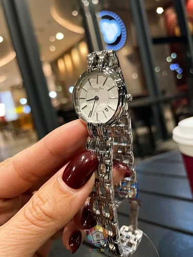 שעון נשים Dior עם צמיד חוליות מפלדה, לוח לבן או צהוב, תמונה 1