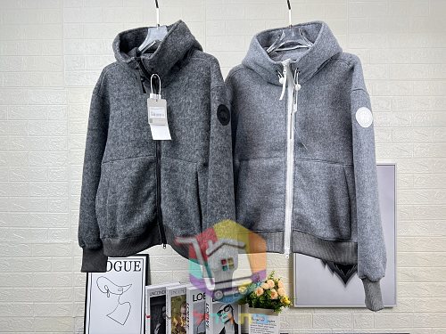 קפוצ'ון פליז Canada Goose ברוכסן מלא, אפור 9