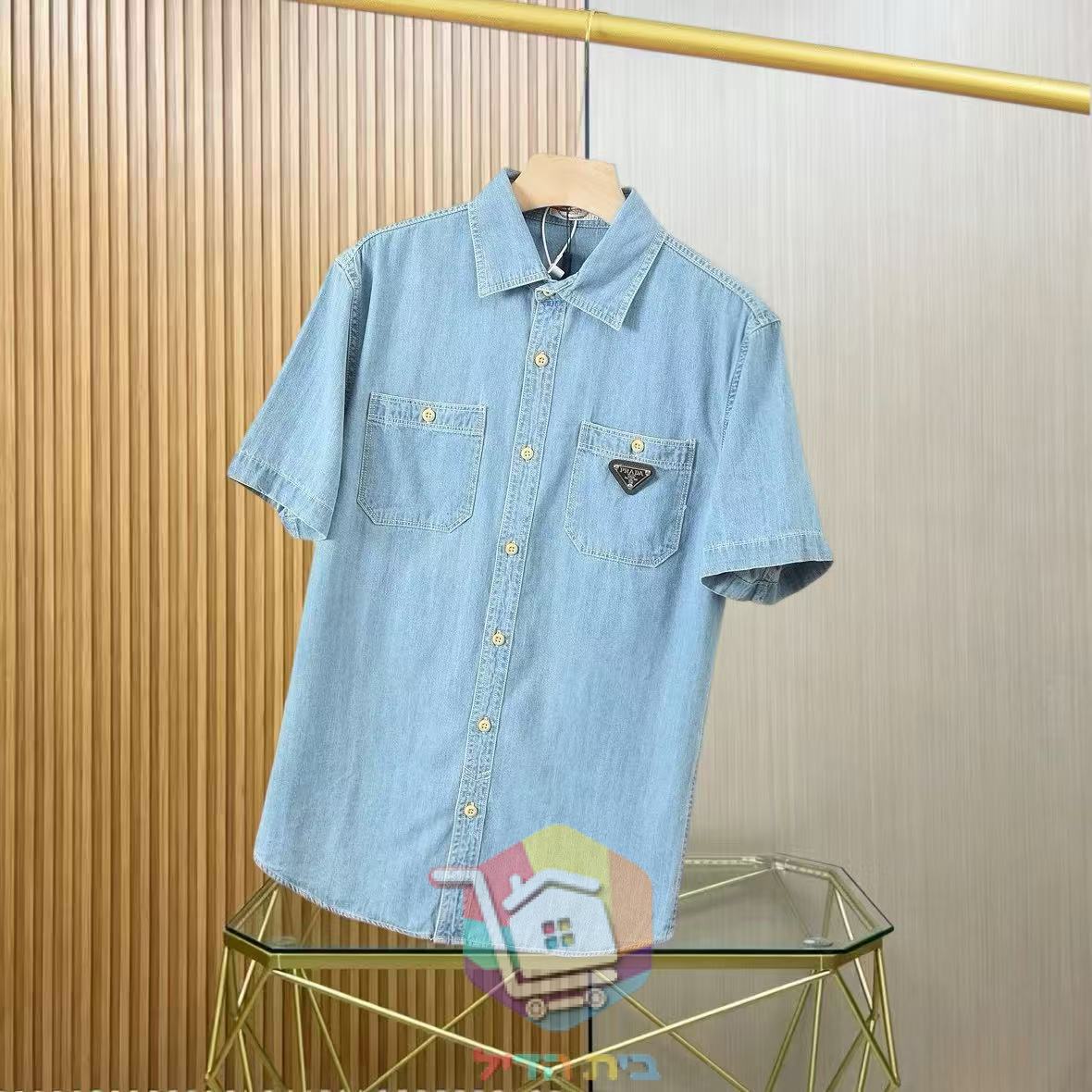 PRADA Jeanshemd mit kurzen Ärmeln