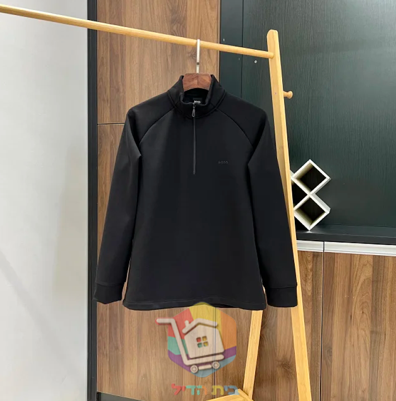 BOSS quarter-zip sweatshirt, black