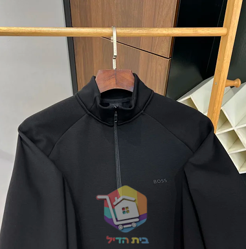 BOSS quarter-zip sweatshirt, black 7