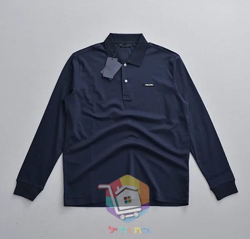 Prada long-sleeve polo shirt, black or navy 11