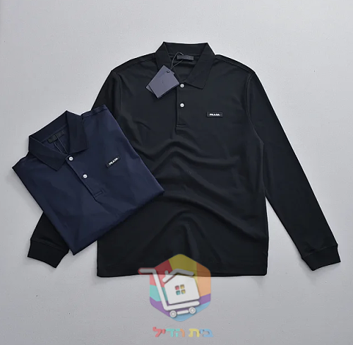 Prada long-sleeve polo shirt, black or navy 19