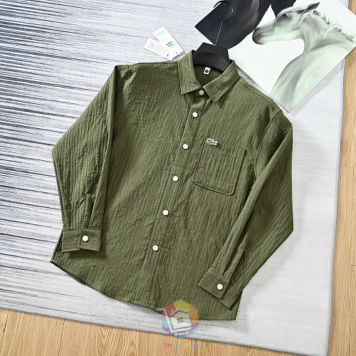 חולצה מכופתרת Lacoste מבד מקומט, ירוק זית או שחור, תמונה 4