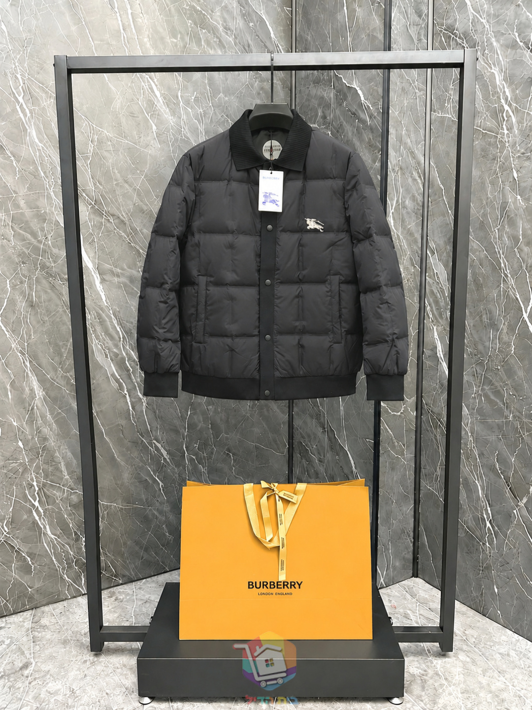 Пуховик Burberry с вязаным воротником и кнопками, чёрный, бежевый или коричневый