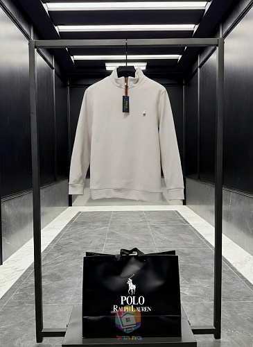 סוודר רבע רוכסן Polo Ralph Lauren עם טלאי מרפק, שחור או שמנת, תמונה 3