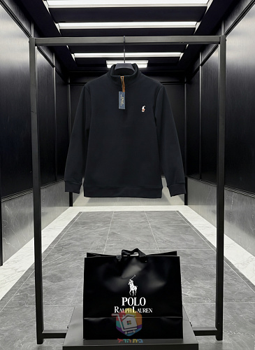 סוודר רבע רוכסן Polo Ralph Lauren עם טלאי מרפק, שחור או שמנת, תמונה 5