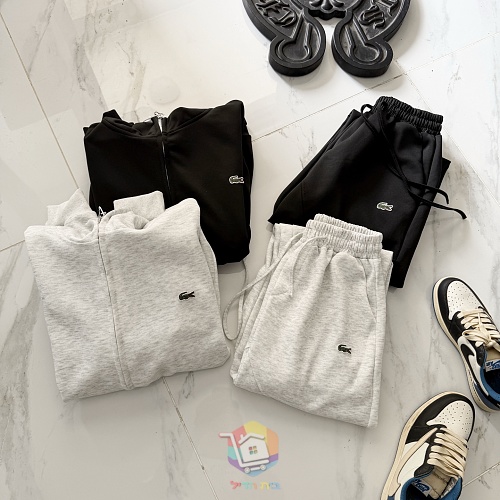 חליפת טרנינג Lacoste, קפוצ'ון רוכסן ומכנסיים, אפור בהיר או שחור, תמונה 5