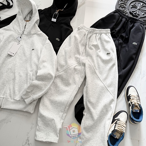 חליפת טרנינג Lacoste, קפוצ'ון רוכסן ומכנסיים, אפור בהיר או שחור, תמונה 6