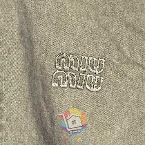 מעיל ברדס Miu Miu לנשים מכותנה משופשפת, ירוק זית 3